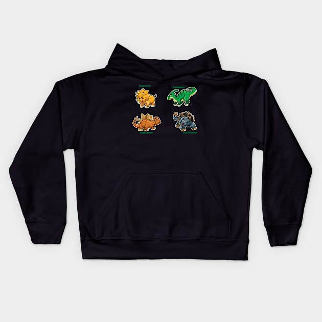 Cute Prehistoric Dinosaurs Kids Hoodie by PosterpartyCo